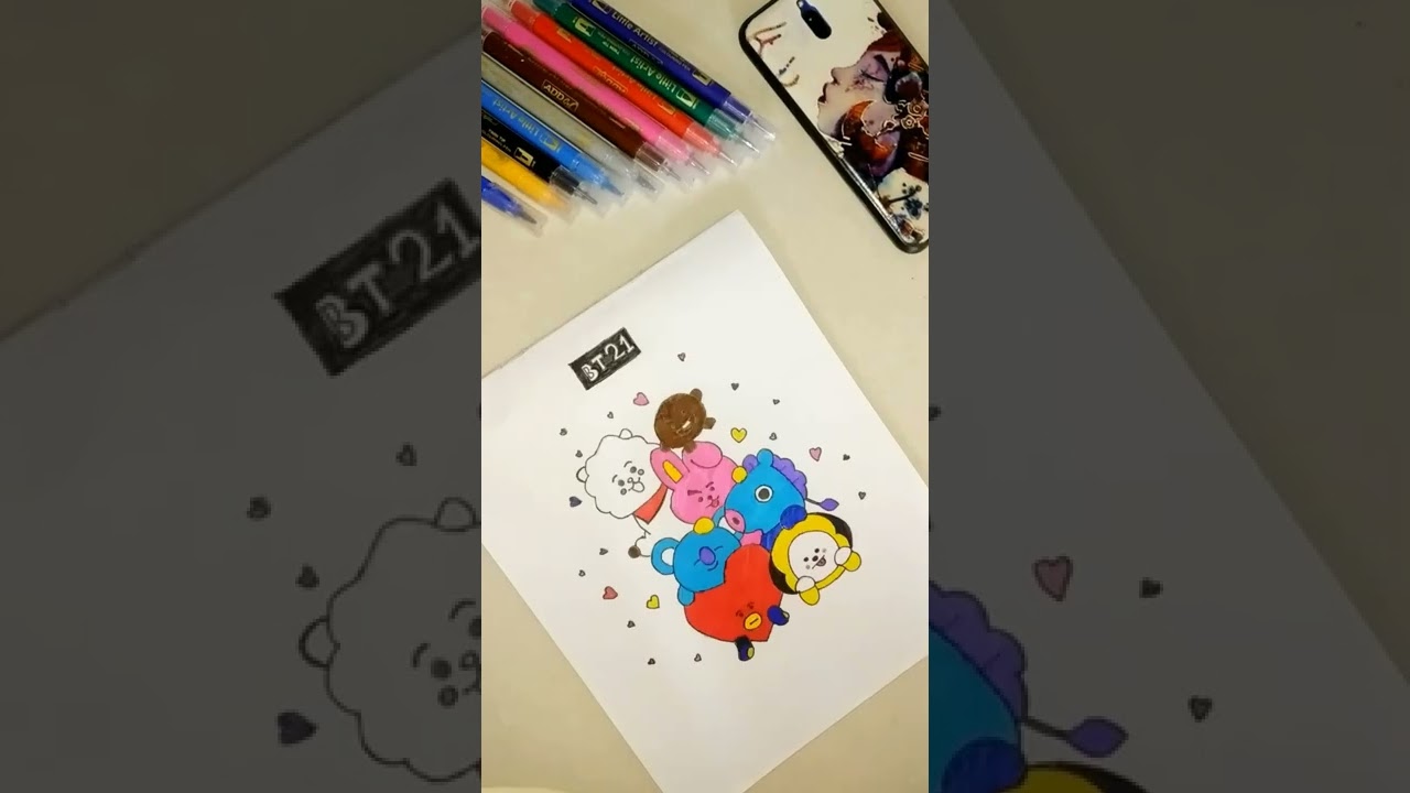 BT 21 Cartoon Drawing💜💜