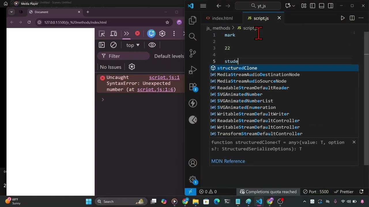 Data types | Variables in JavaScript | let, var const