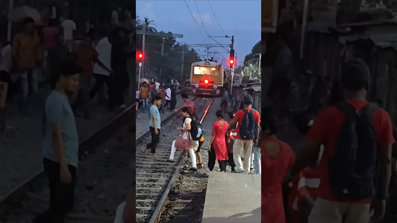 Indian local train entering railwaystationl reverse train entering video