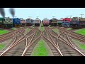 10 Trains Crossing At Bumpy Over Cross☘️Railroad Tracks | train videos indian railways games