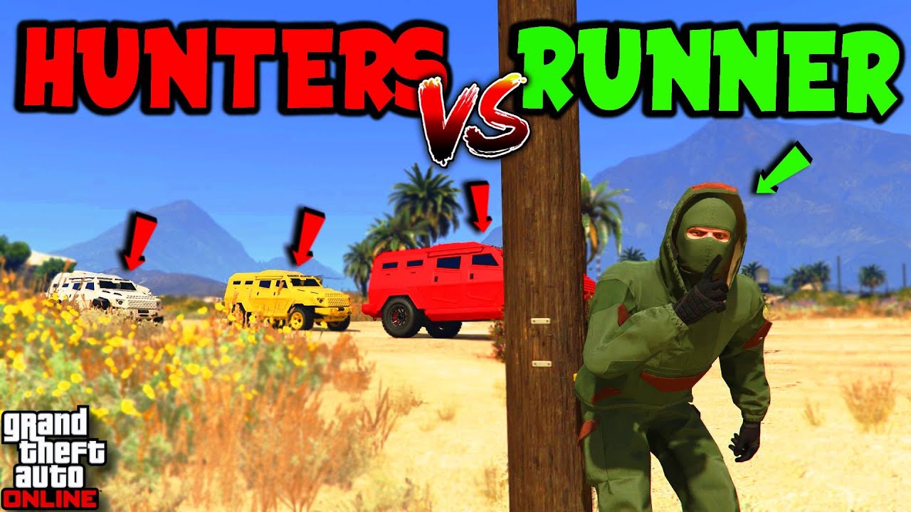 ON FOOT CROSS MAP Manhunt! | GTA Online