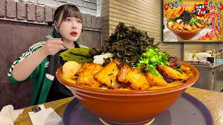 【大食い】とんでもないチャレンジメニューを見つけてしまった…誰も挑んたことがない超濃厚鶏白湯ラーメンを更にデカ盛りで挑んでみた結果【海老原まよい】