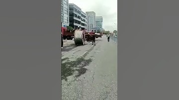 Massive Cable Reel Unloaded Precisely by Truck! Stunning Industrial Scene