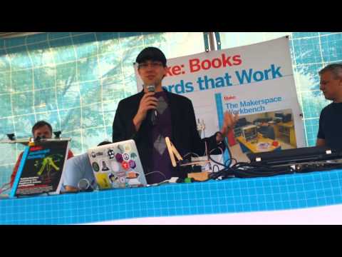 Brian Hughes and his typing Robot / NodeBot at Makers Faire