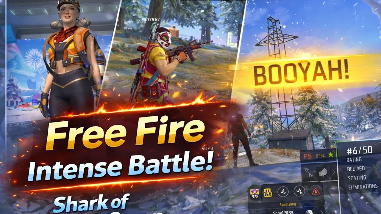 Free Fire intense solo gameplay by Shark of Gaming Ocean epic kills clutch moments and final Booyah!