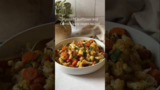 Easy Oven Roasted Carrots and Cauliflower Recipe from a dietitian. Healthy vegan side dish. GF