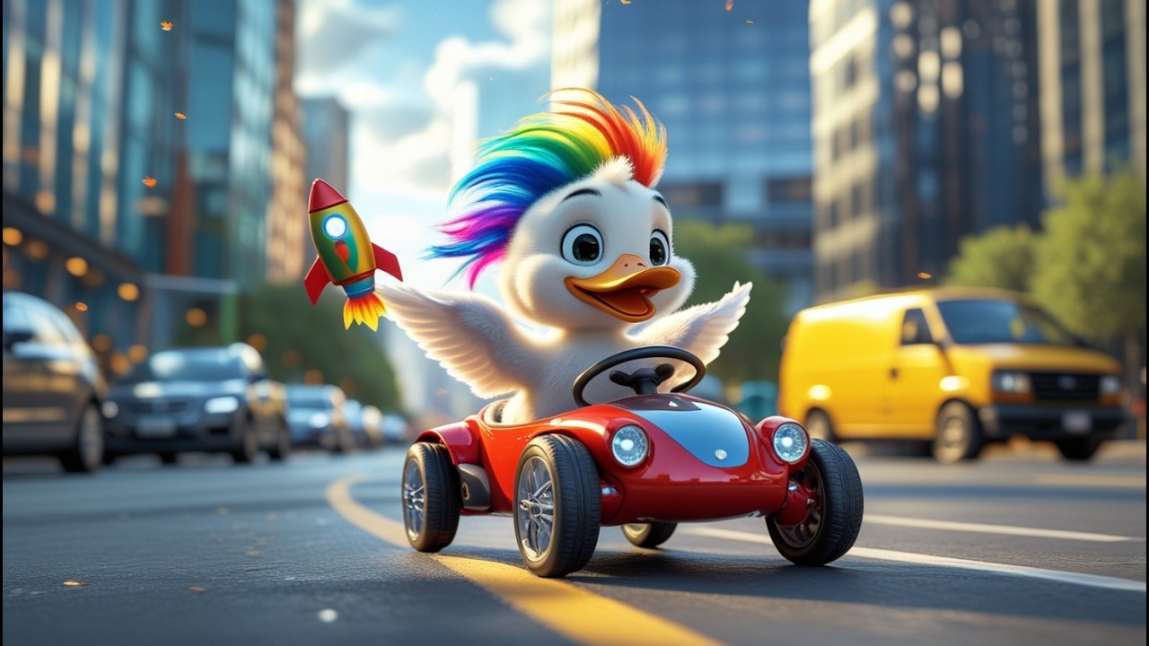 Rainbow Duckling’s Toy Rocket Adventure 🚀