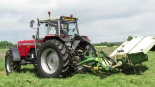 Massey Ferguson 399 mowing grass in June 2017