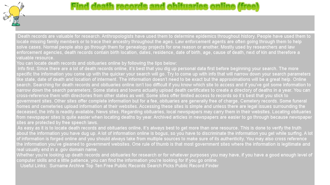 How To Find Death Records And Obituaries Online free YouTube How To Find Death Records And Obituaries Online free YouTube