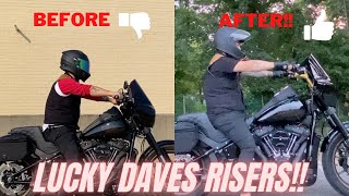 Lucky Daves 8 inch Peacemaker Pullback Risers - What a difference on my Harley Davidson Low Rider S