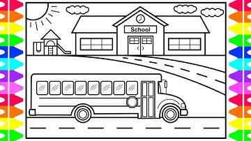 How to Draw a School Bus 💛🧡🎓School Bus Drawing | Back to School Drawings for Kids