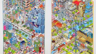 [ASMR]Use stickers diy two cities🌆