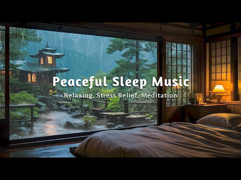 Gentle Rain Sounds + Relaxing Piano Music for Sleeping, Insomnia, Stress Ref, Bedroom in the Forest