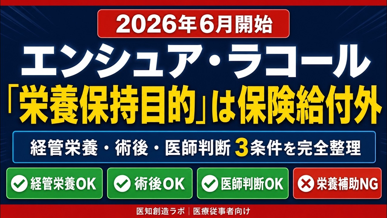 エンシュア・ラコール 2026年改定で「栄養保持目的」は保険給付外｜経