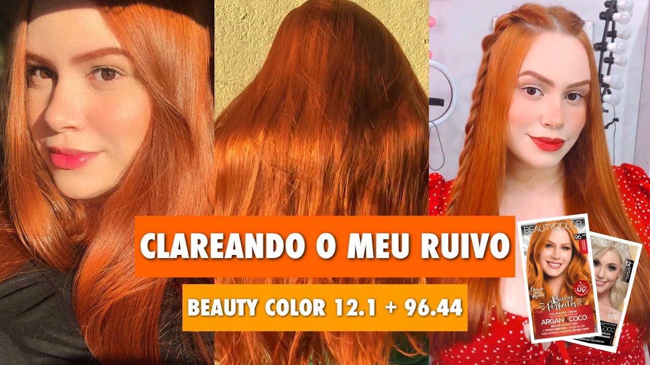CLAREANDO MEU RUIVO SEM DESCOLORIR | 12.1 + 96.44 da beauty color, clareou mesmo?