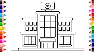 Cartoon Hospital coloring pages - How to draw hospital step by step