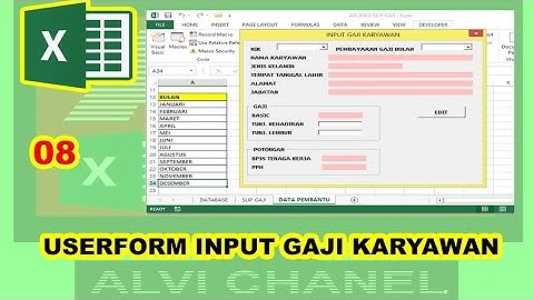 08 Aplikasi Slip Gaji VBA Excel - Membuat  Userform2 Input Gaji Karyawan Part 1