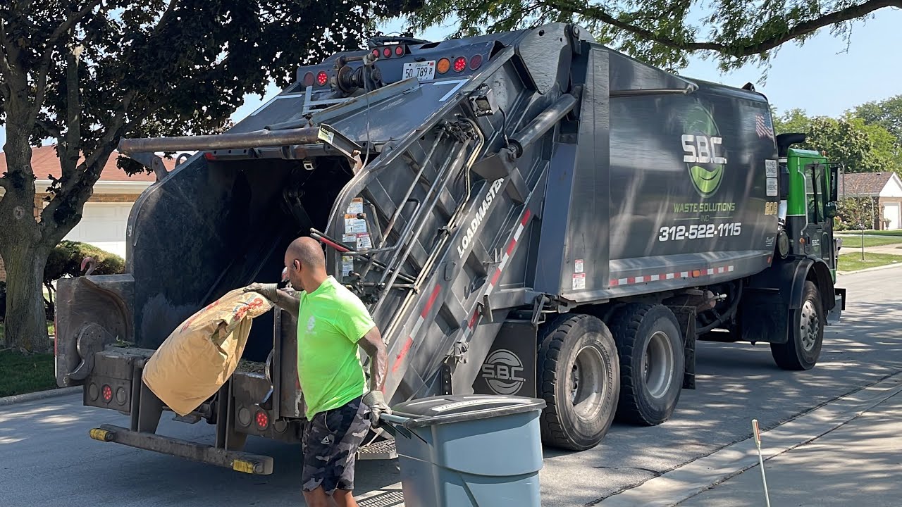 SBC Mack MRU Loadmaster Rear Loader Garbage Truck on Yard Waste - YouTube