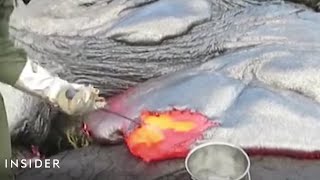 How Geologists Collect Lava Samples From Volcanoes