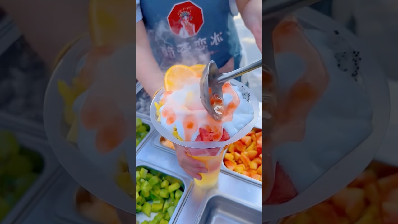 Sweet and delicious smoking fruit cup 😋