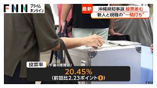 沖縄県知事選　午後４時現在投票率20.45%　現職と新人の“一騎打ち”（2026年09月13日）