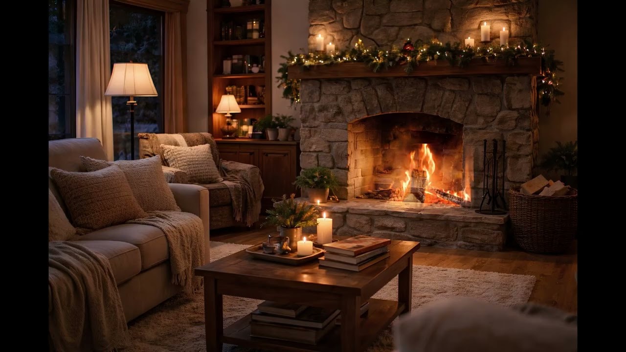 Relax in a Cozy Fireplace with Soothing Music for Calming Your Mind