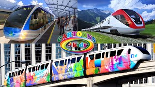 Изучаем цвета и поезда для детей / Развивающее видео про железнодорожный транспорт