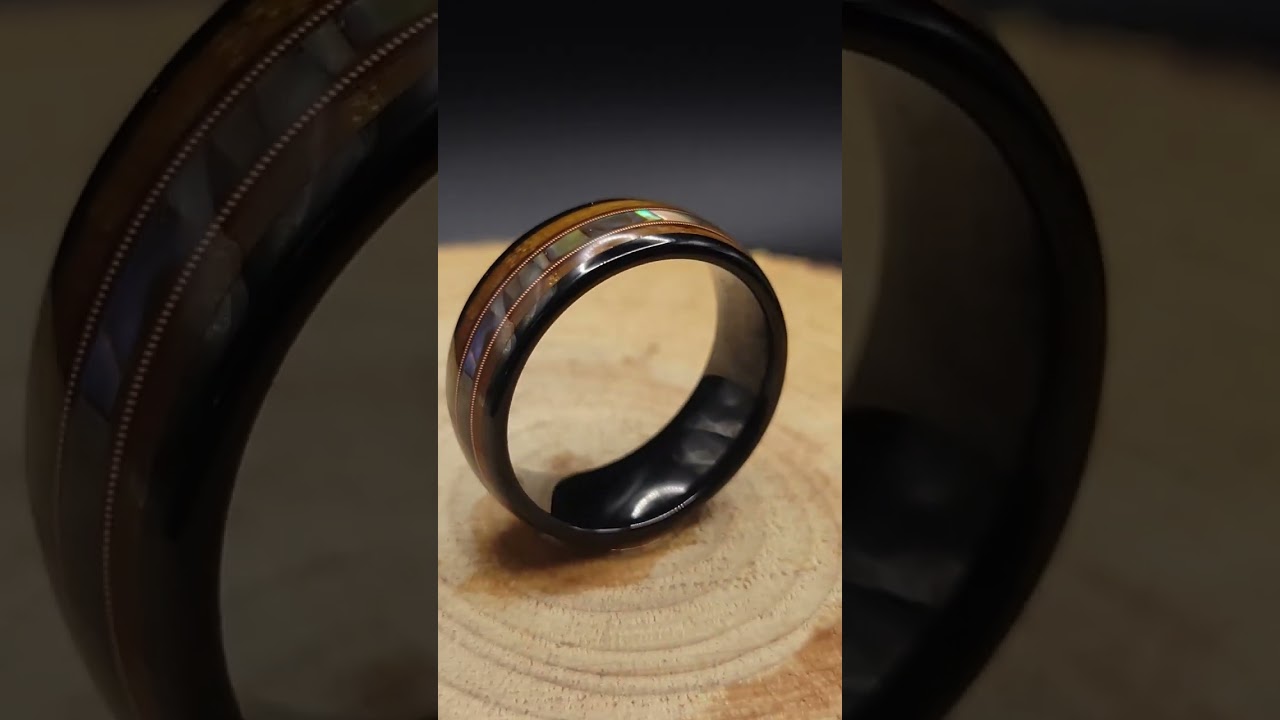 Guitar Strings and Wood Wedding Band Rings 