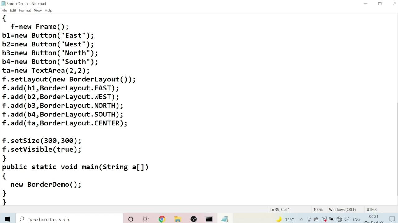Border Layout in java - YouTube