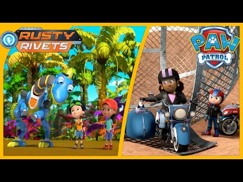 PAW PATROL SAVES MAYOR GOODWAY FROM A GIANT STEEL ROLLERBALL! + RUSTY RIVETS!