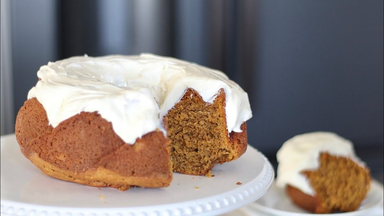 Moist SPICED PUMPKIN CAKE Recipe using Box Cake Mix hacks + CREAM CHEESE FROSTING for Thanksgiving