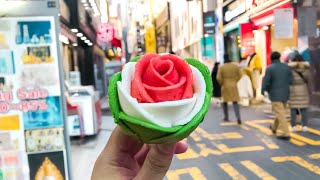 Myeongdong Street Food and Night Market In Seoul, South Korea