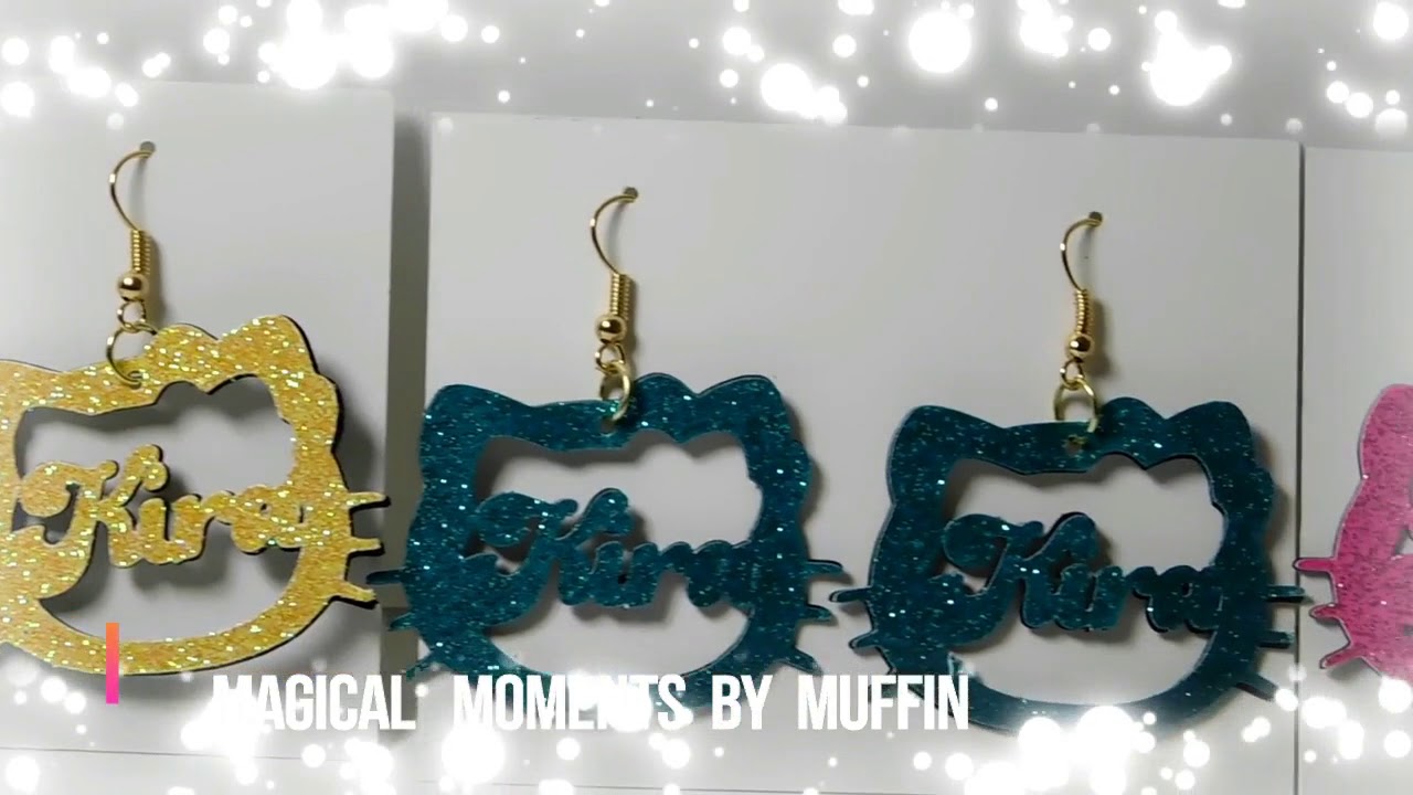 Glittered Character Name Earrings