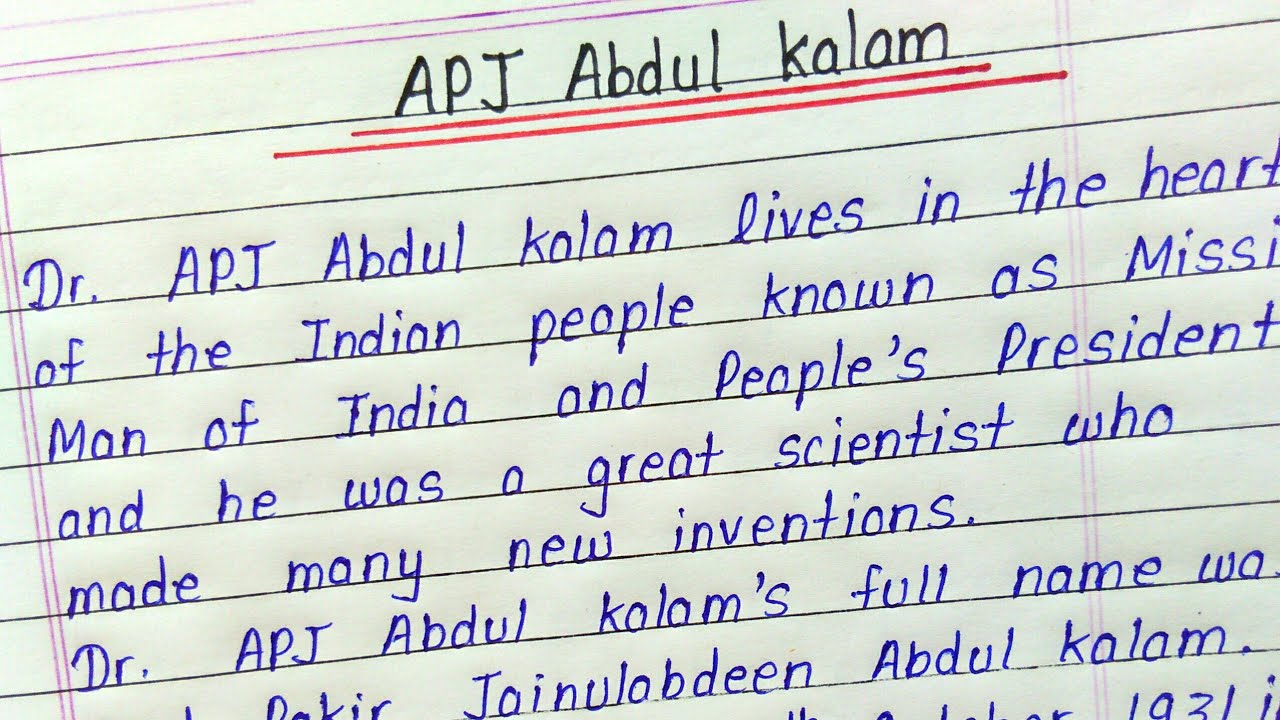 apj abdul kalam essay in english for class 5