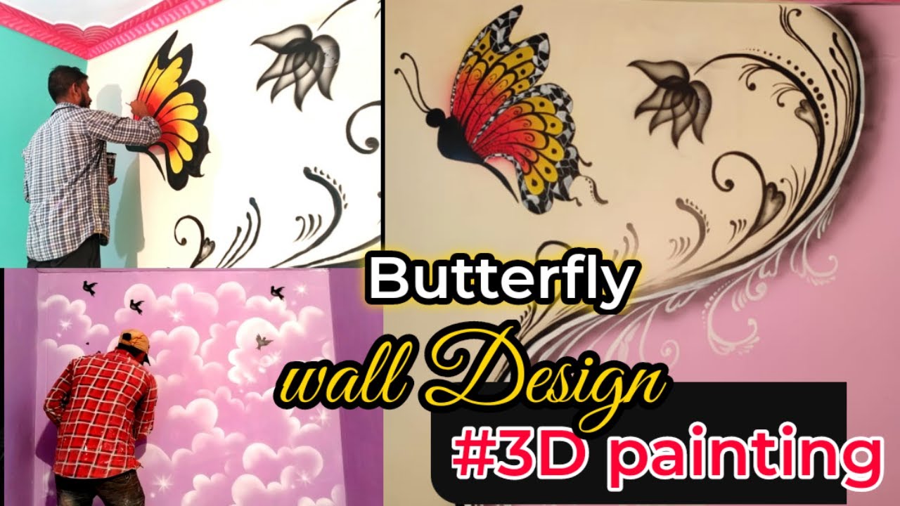 Creative Butterfly wall painting Design ideas 3D wall paintings multi