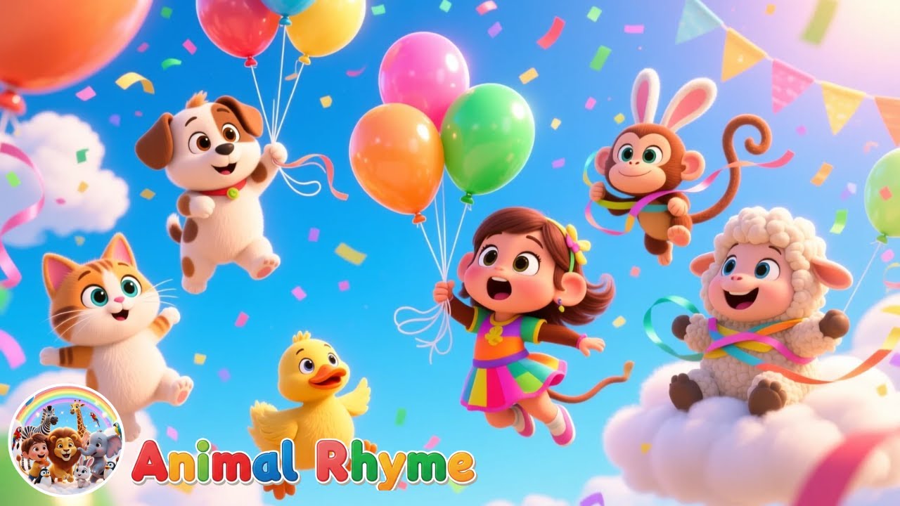 Balloons Colors Song | Bella’s Fun Party Animals and Flying Nursery Rhyme
