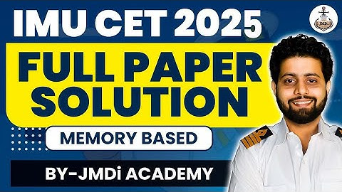 Imu Cet 2025 Question Paper Full Solution by Jmdi Academy