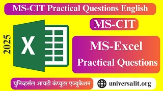MSCIT Microsoft Excel Practical Question -English | MS Excel Practical Questions | Universal IT Org