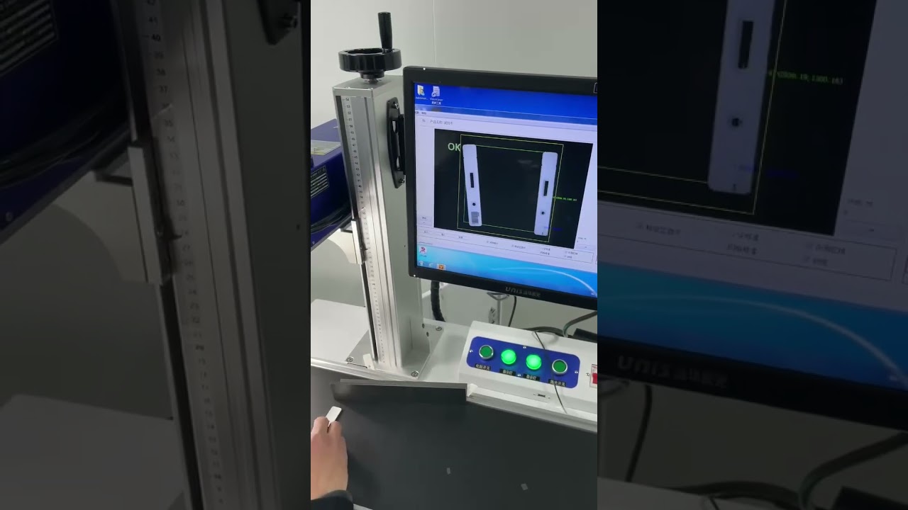 Static desktop laser marking machine barcode printing on plastic medical device,