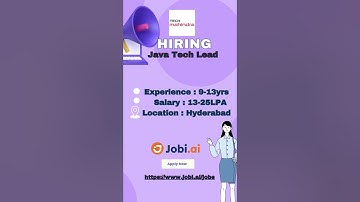 "Java Tech Lead at Tech Mahindra | 9-13 Years of Expertise | Lead the Way in Java Excellence!"