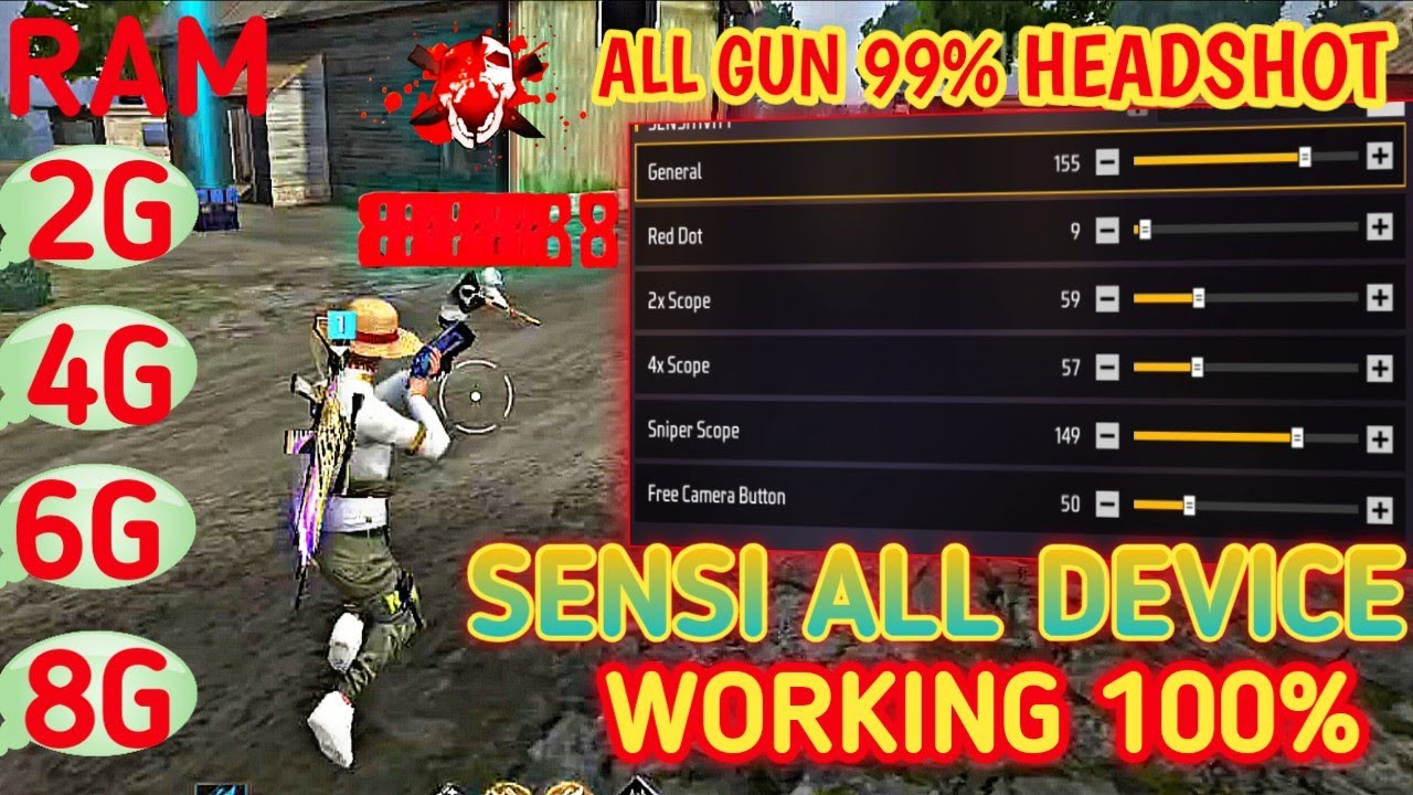 All Gun Headshot Sensitivity Setting After New OB49 Update | Free Fire Max Auto Headshot Sensitivity