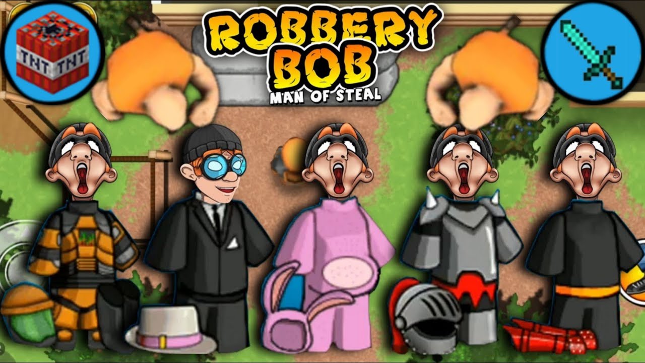 Robbery Bob - All Costumes Funny Video Game Part 456
