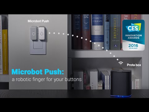 Microbot Push — wireless robotic finger for automation
