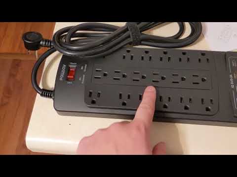 18 Outlets Surge Protector Power Strip 8 Feet Flat Plug Heavy Duty Extension Cord