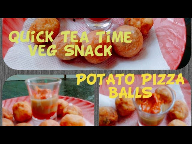Easy snack recipe||•POTATO PIZZA BALLS•|Make in 15 mins|Quick Tea time veg snack|Pizza flavoured | pool of flavours
