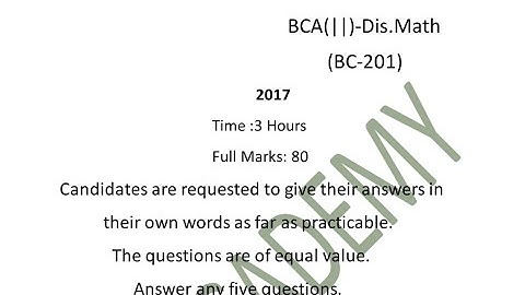 BCA 2nd Semester || Discrete Mathematics || 2017 question paper with solution ||