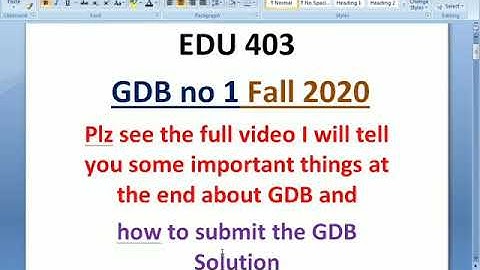 Edu 403 GDB no 1 fall 2020 how to sumbit the gdb and count the words