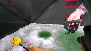 Eagle Claw In-line Ice Fishing Reel! Ice Fishing! Perch at Echo Reservoir! Utah!