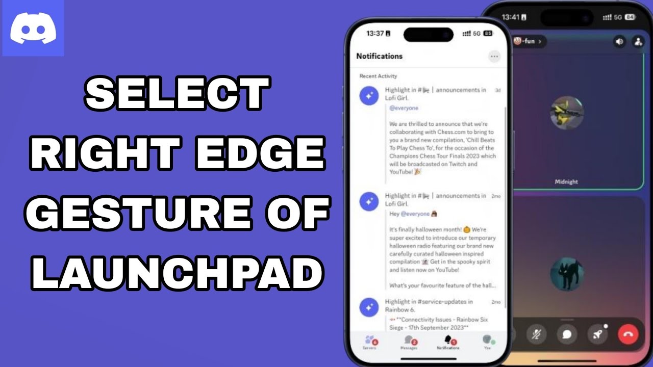 How To Select Right Edge Gesture Of Launchpad On Discord App