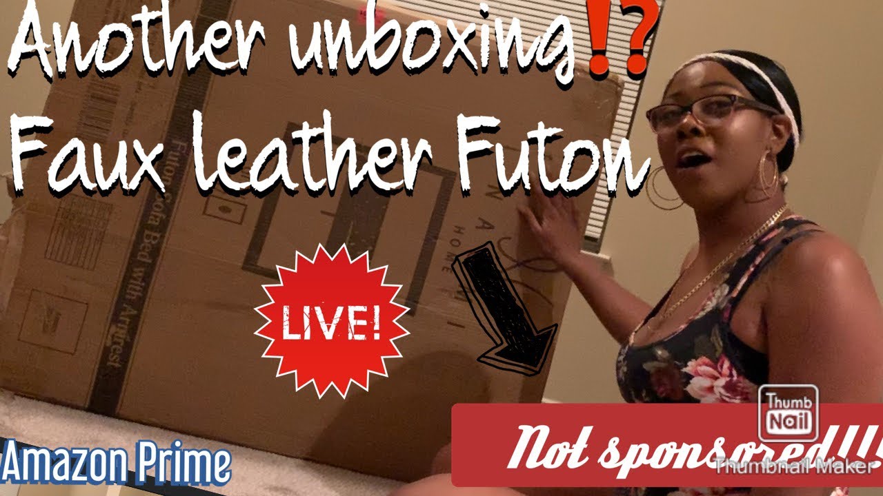 Naomi Home Convertible Tufted Futon Sofa Gray/Faux Leather